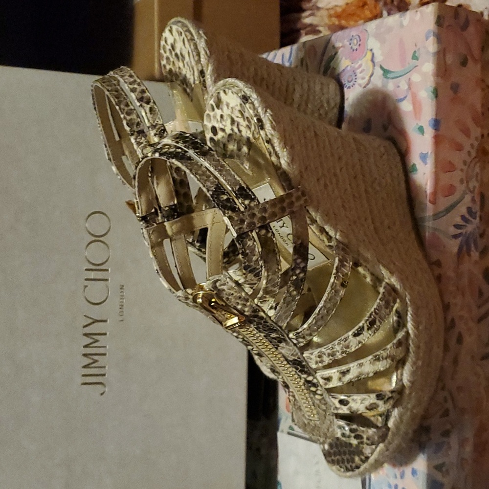 Jimmy Choo Wedge Shoes Python Print - Picture 4 of 15